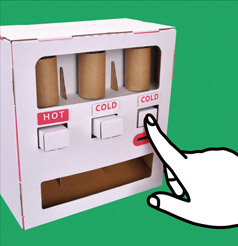 ボタンをおすとカンが出てくる！