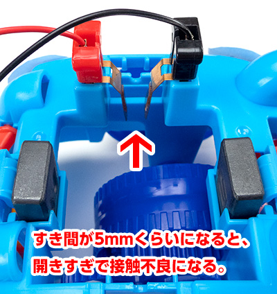 すき間が5mmくらいになると、開きすぎで接触不良になる